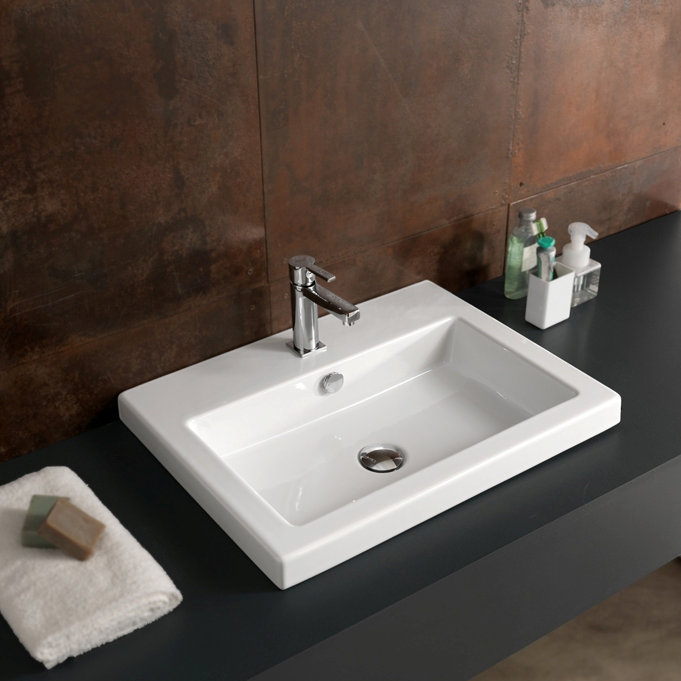 Cangas Ceramic Rectangular DropIn Bathroom Sink with Overflow & Reviews AllModern